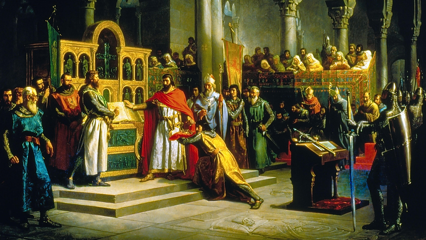 Alfonso VI desterrando al Rodrigo Díaz de Vivar